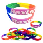Rainbow Debossed Silicone Bracelet Logo Printed