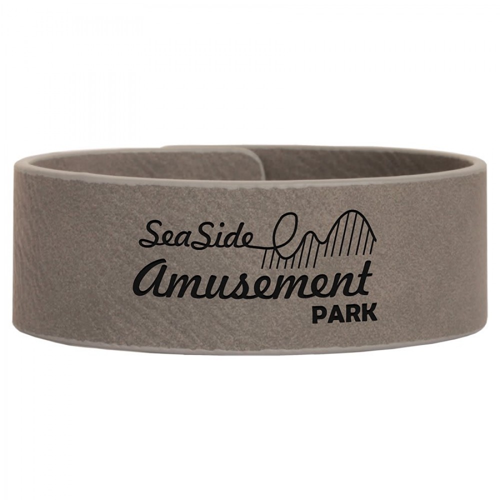 Custom Printed 9.5" x 1" Gray Leatherette Cuff Bracelet Custom Printed 9.5" x 1" Gray Leatherette Cuff Bracelet