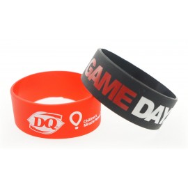 Broad Recycled Silicone Wrist Band w/Printed Logo Custom Branded