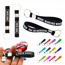 Custom Imprinted Silicone Wristband Keychain w/ Debossed Logo