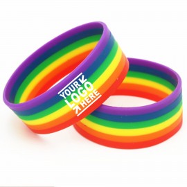 Custom Imprinted Rainbow Silicone Wristband  Custom Imprinted Rainbow Silicone Wristband