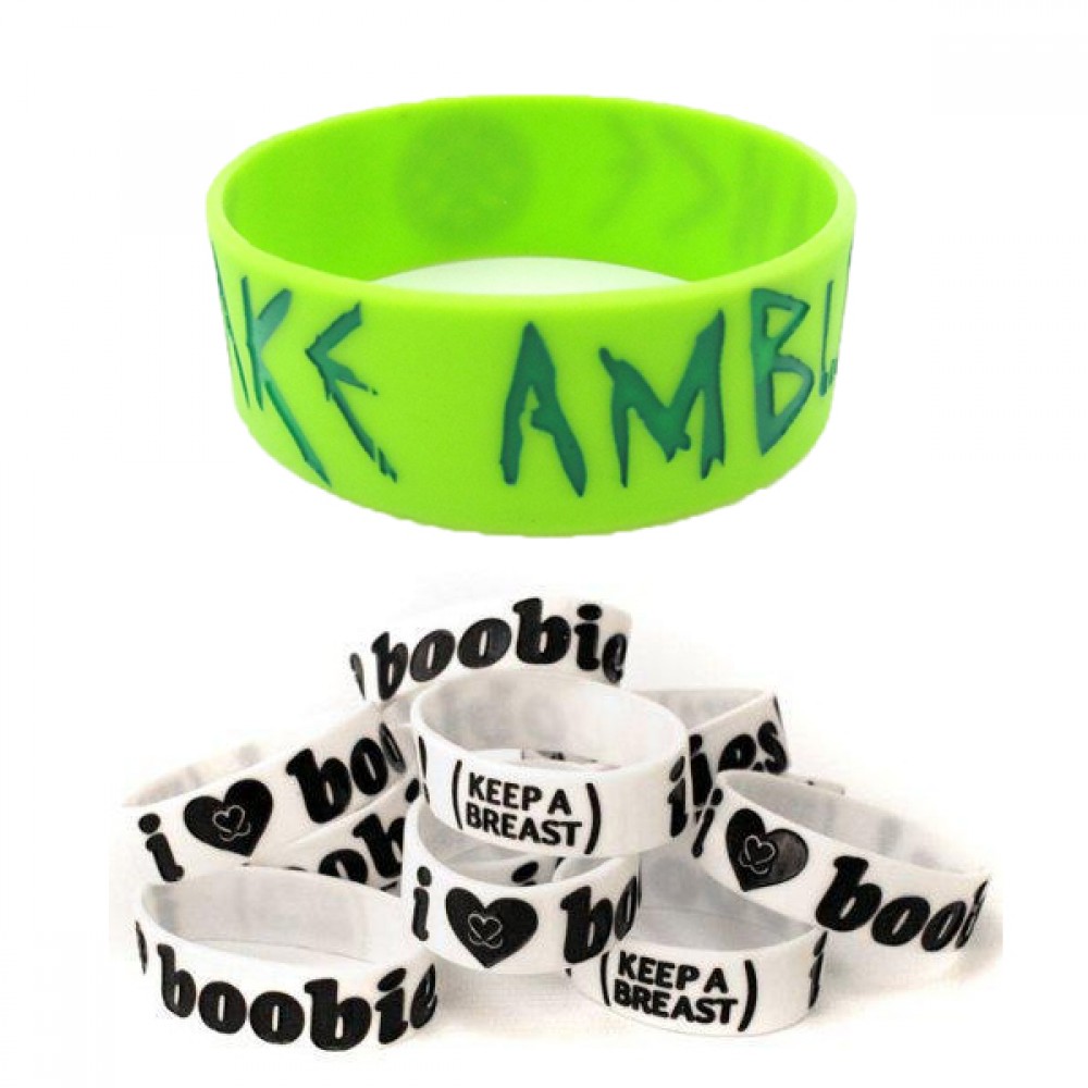 Debossed Silicone Bracelet w/Color Filled Logo Printed Debossed Silicone Bracelet w/Color Filled Logo Printed