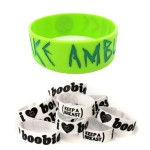 Debossed Silicone Bracelet w/Color Filled Logo Printed