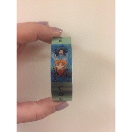 Aluminum cuff bracelet (5.5" x 3/4 wide) with a full color, sublimated imprint. Made in the USA Logo Printed