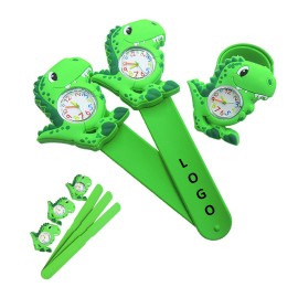 Cute Dinosaur Cartoon Silicone Slap Watch Logo Printed