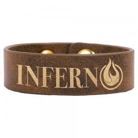 8.5" x.75" Rustic/Gold Leatherette Youth Cuff Bracelet Custom Branded