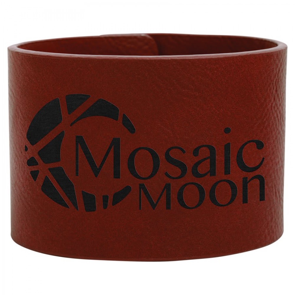 9.5" x 2" Rose Leatherette Cuff Bracelet Custom Branded