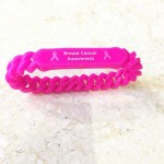 Logo Branded Breast Cancer Awareness Chain Link Silicone Wristbands