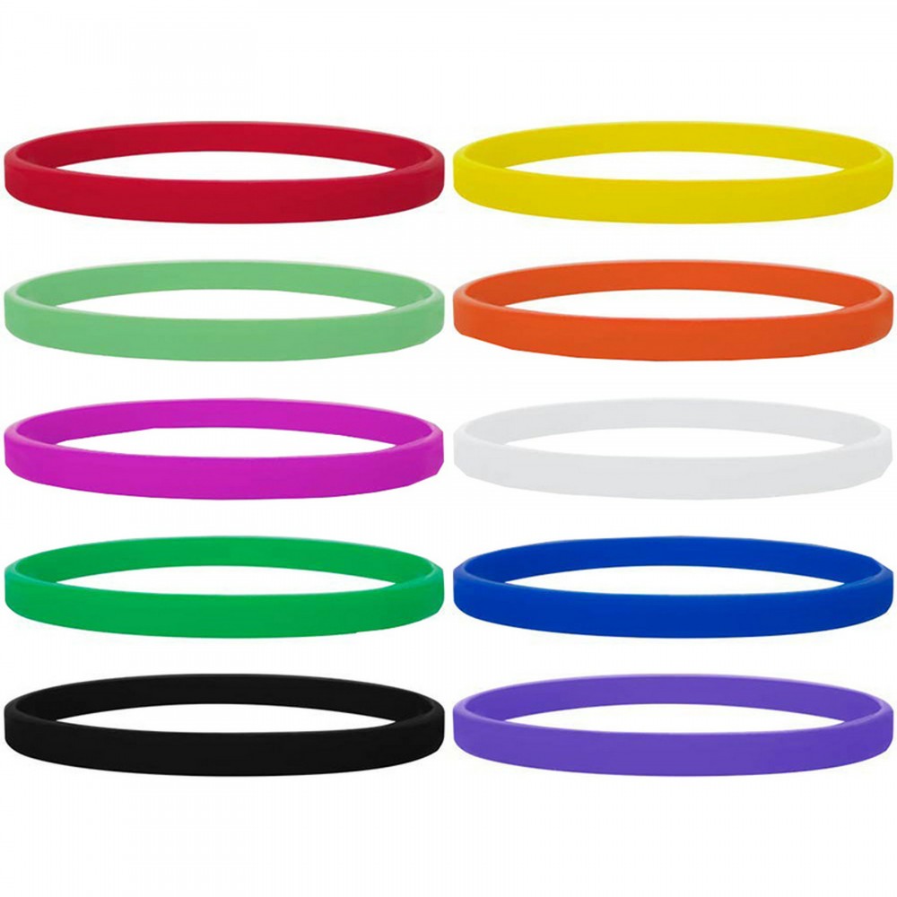 1/4'' Inch Thin Silicone Wristband Logo Printed 1/4'' Inch Thin Silicone Wristband Logo Printed