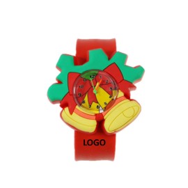 Custom Printed Christmas Bell Shaped Silicone Slap Watch