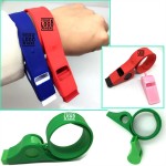 Logo Branded Silicone Slap Wristband With Whistle