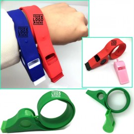 Custom Printed Silicone Slap Wristband With Whistle  Custom Printed Silicone Slap Wristband With Whistle