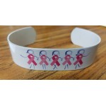 Aluminum cuff bracelet (6.25" x 3/4" wide) with a full color, sublimated imprint. Made in the USA Custom Branded