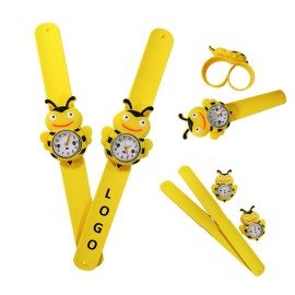 Custom Printed Bee Shape Cartoon Slap Watch For Kids