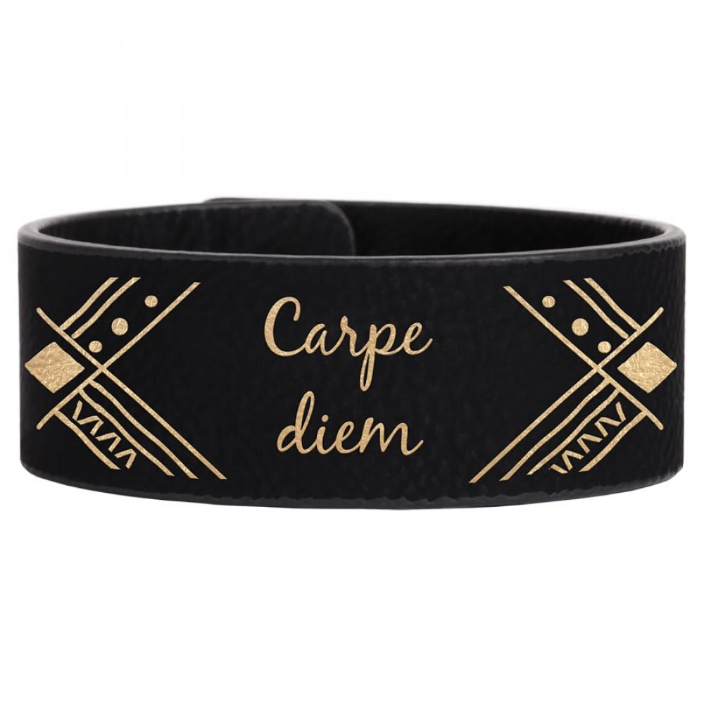 Logo Branded 9.5" x 1" Black/Gold Leatherette Cuff Bracelet Logo Branded 9.5" x 1" Black/Gold Leatherette Cuff Bracelet