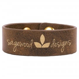 9.5" x 1" Rustic/Gold Leatherette Cuff Bracelet Logo Printed
