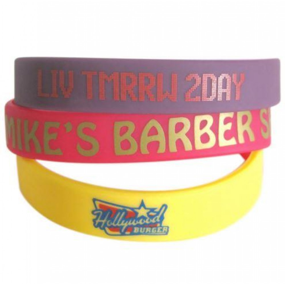 Custom Printed 1/2'' Printed Silicone Wristbands Custom Printed 1/2'' Printed Silicone Wristbands