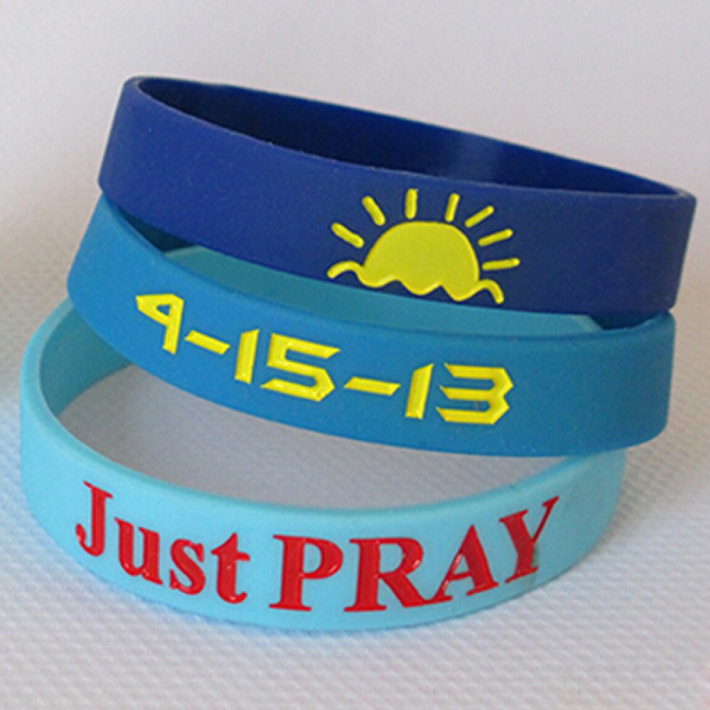 1/2" Wide Debossed Silicone Bracelet Logo Printed