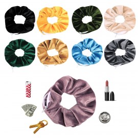 Logo Branded Scrunchie Hair Tie w/ Zipper Pocket