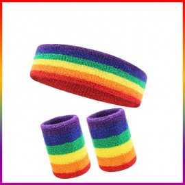 Custom Imprinted Rainbow Sweatbands Set
