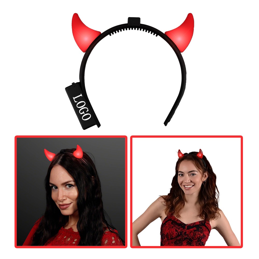 Red LED Devil Horns Head Crown Custom Imprinted