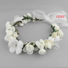 Custom Printed Dream Floral Crown with Ribbon Garland For Women And Girls