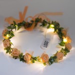 Custom Imprinted Hawaiian/Bohemian Style Floral Head Wreath w/20 LED Lights