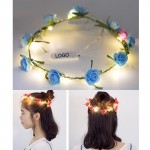 Bohemian/Hawaiian Floral Head Wreath w/10 LED Lights Logo Branded