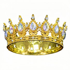 Custom Printed Baroque Crystal Crown Headpiece for Brides Birthdays and Cake Decor