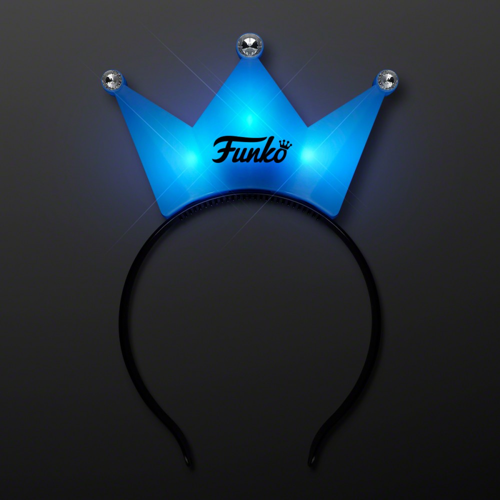 LED Blue Crown Tiara Headbands, Princess Party Favors - Domestic Imprint Custom Printed