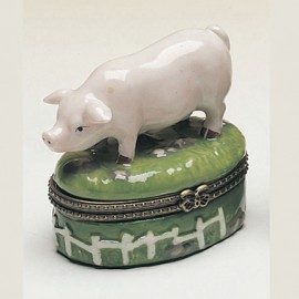 Porcelain Hinged Cute Piggy Box Logo Branded