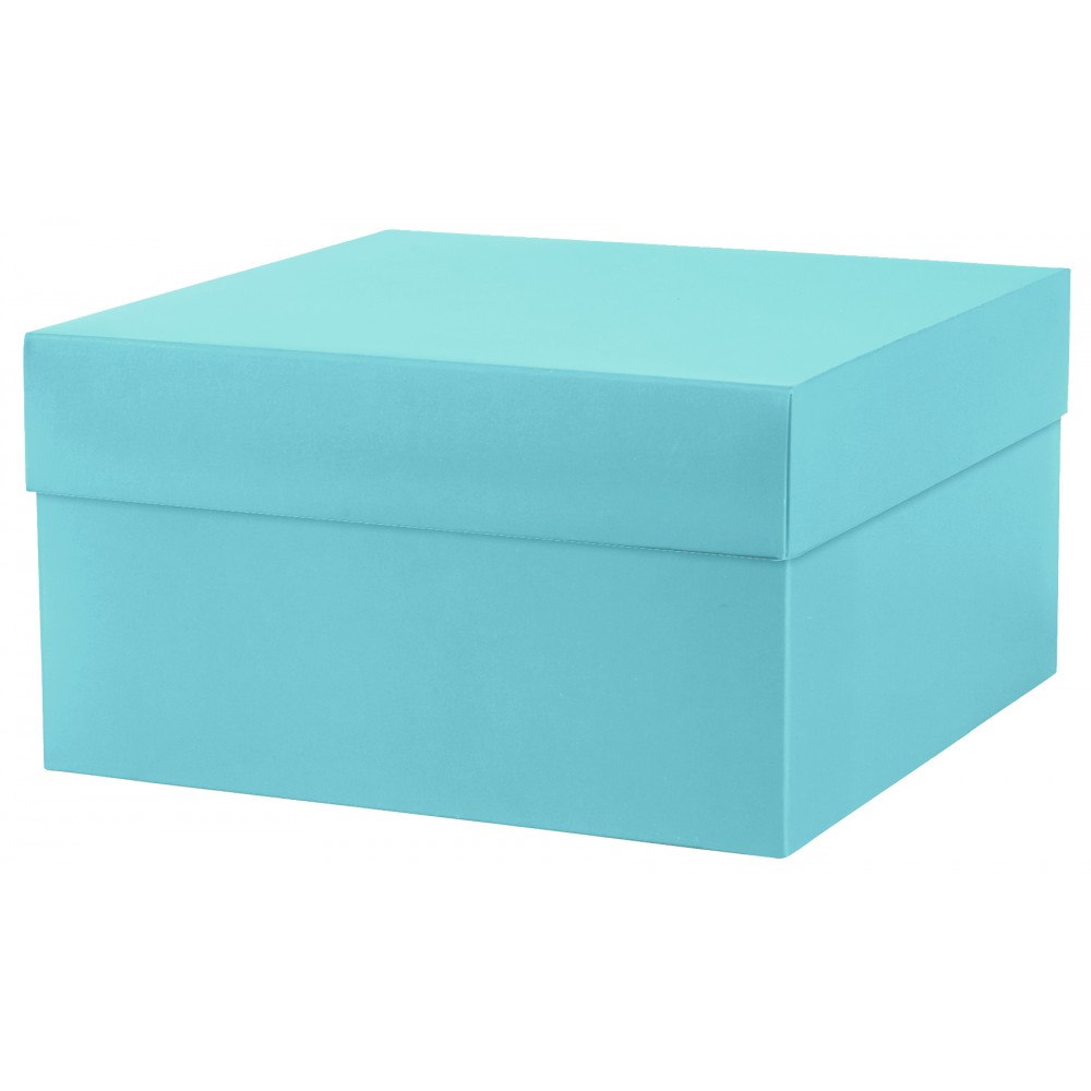 Logo Branded Robin's Egg Blue Deluxe Gift Box w/ Lid - 8 x 8 x 5 Logo Branded Robin's Egg Blue Deluxe Gift Box w/ Lid - 8 x 8 x 5