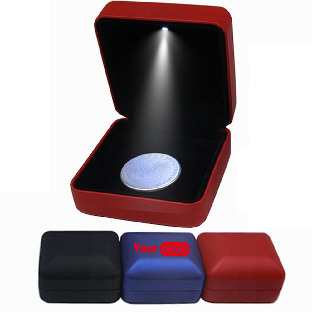 LED Lapel Badge Button Pins PU Box With Hinged Lid Velvet EVA Storage Sleeve Foam Protector Jewelry Custom Printed