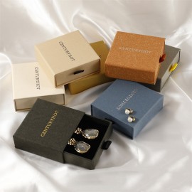 Custom Printed 3.5" Vintage Jewelry Gift Box Sponge Filled Jewelry Box Drawer Display Kraft Box