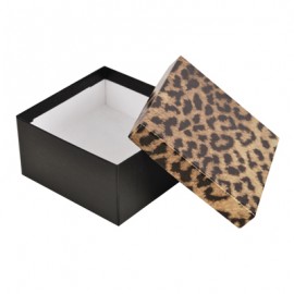 Custom Imprinted Leopard Animal Print Jewelry Box (3 1/2"x 3 1/2" x 1 7/8")