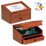 Custom Printed Cherry Brown Solid Wooden Photo Storage Box (20 of 4" x 6" Photos)