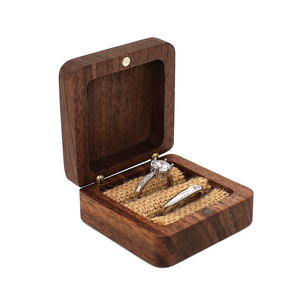 Custom Imprinted Square Wood Wedding Ring Box