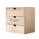 Three-Tier Wood Storage Box Custom Imprinted