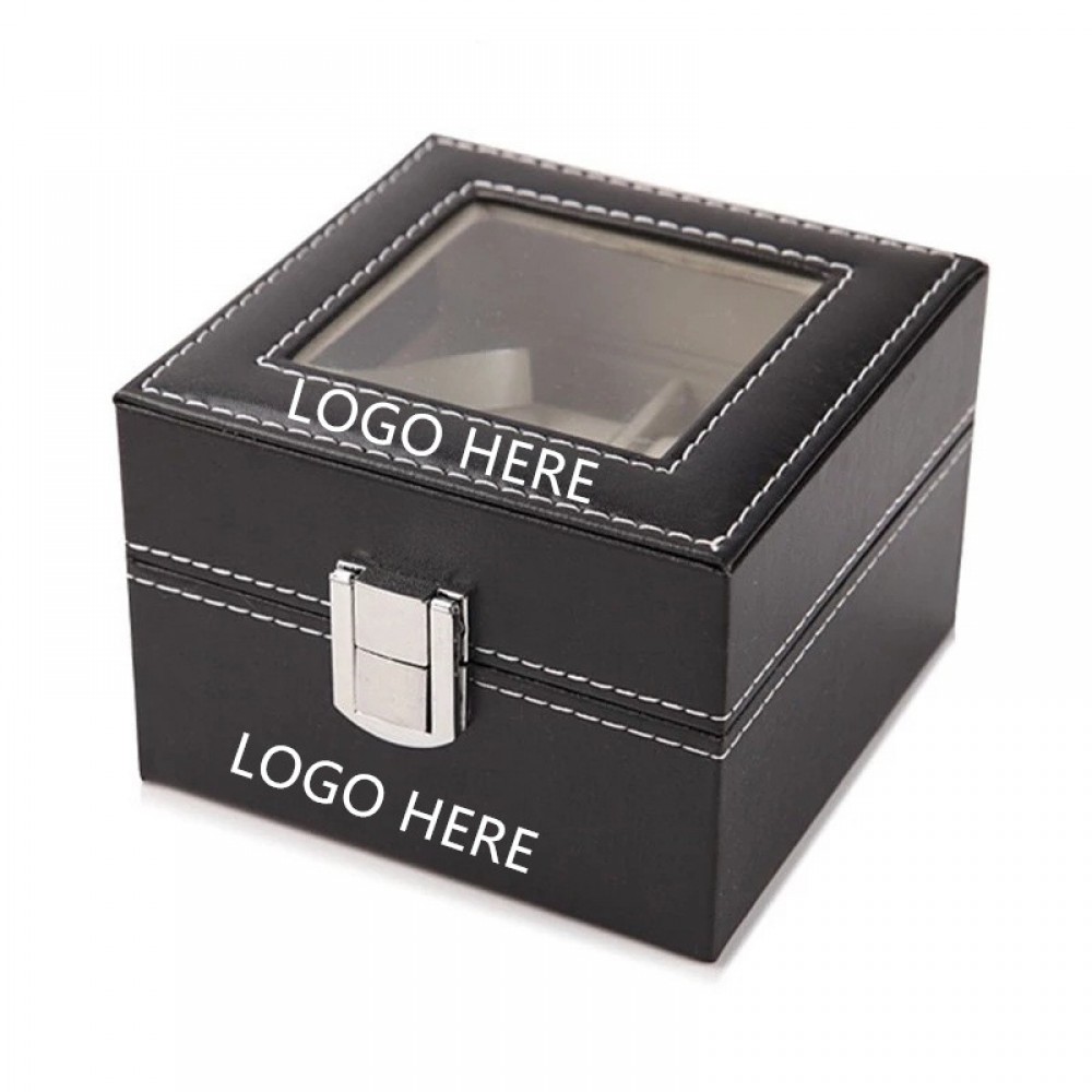 Logo Branded 2 Slots Luxury Watch Gift Box With Pillow