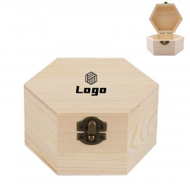 Hexagon Natural Wood Box DIY Storage Box Logo Branded