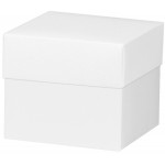White Deluxe Gift Box w/ Lid - 4 x 4 x 3.5 Logo Branded