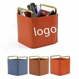 Leather Organizer Desk Storage Box Custom Imprinted  Leather Organizer Desk Storage Box Custom Imprinted