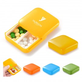 Portable push-pull medicine box square Mini two compartment Logo Branded