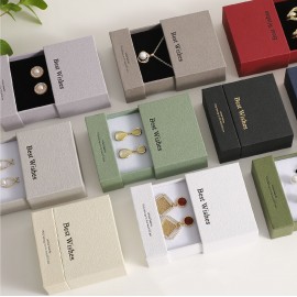 3.5 Inches Cardboard Jewelry Gift Box Sponge Filled Box with Lid Drawer Display Kraft Box Custom Imprinted