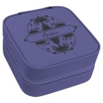 Custom Imprinted Faux Leather Travel Jewelry Box, Purple, 4x4"