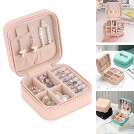 Custom Imprinted Pu Leather Small Jewelry Box Travel Portable Jewelry Case