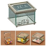 Custom Imprinted Square Glass Box w/Hinged Cover