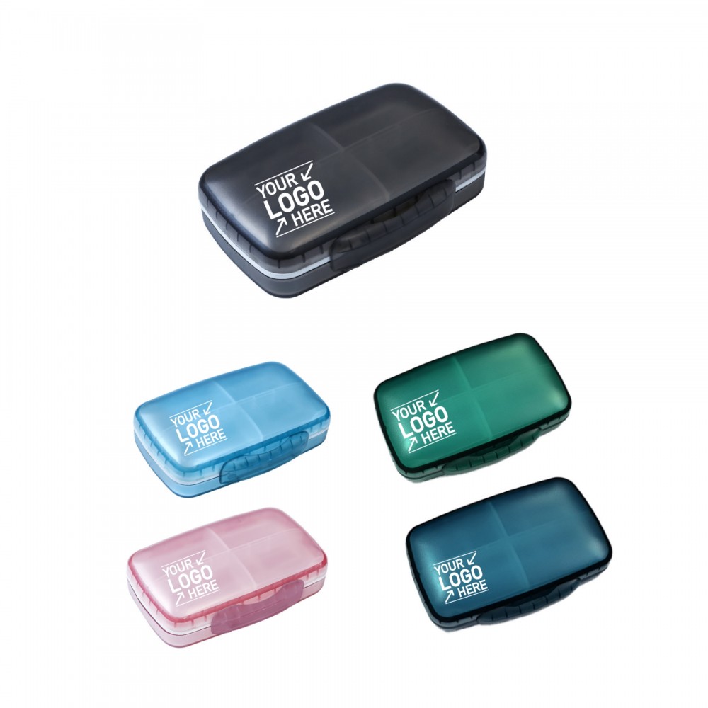Logo Branded Waterproof Sealed Portable Small Pill Box With Large Capacity 8 Plastic Compartments