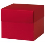 Red Deluxe Gift Box w/ Lid - 4 x 4 x 3.5 Custom Imprinted