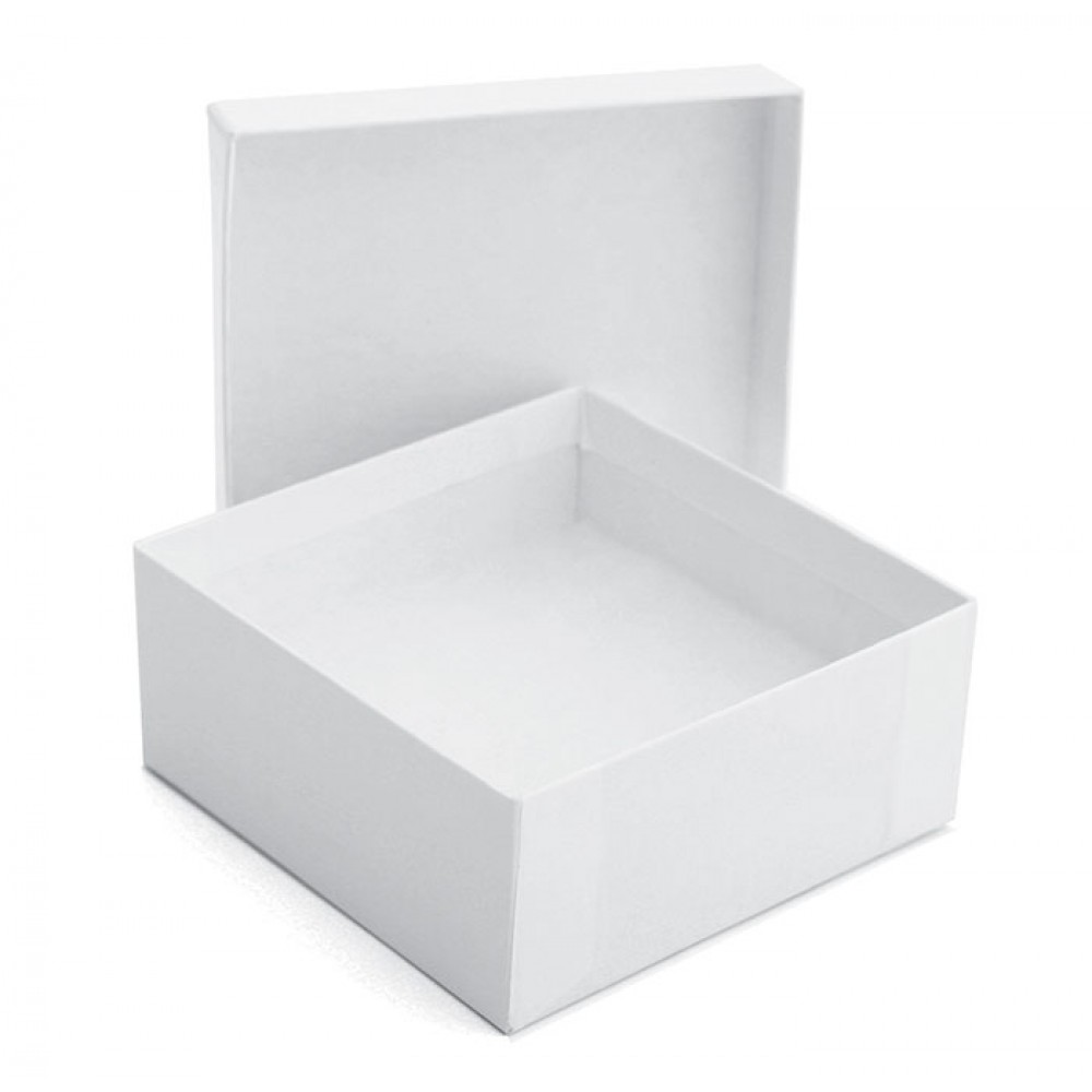 White Krome Jewelry Box (3 1/2" x 3 1/2" x 1.5") Logo Branded